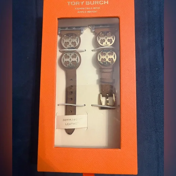 Tori Burch Brown Leather Watch Band with Gold Accents - Picture 3 of 8